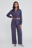 Tie Front Crop Collared Shirt
