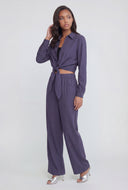 Tie Front Crop Collared Shirt