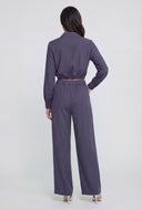 Tie Front Crop Collared Shirt