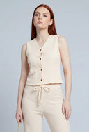 Textured Button-Front Vest