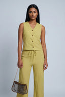 Textured Button-Front Vest