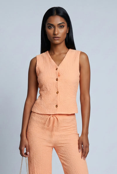 Textured Button-Front Vest