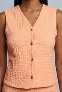 Textured Button-Front Vest