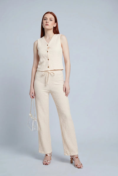 Textured Drawstring Pants