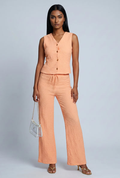 Textured Drawstring Pants