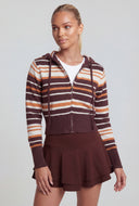 Mallory Striped Knit Zip Hooded Sweater