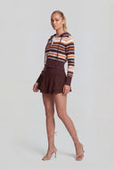 Mallory Striped Knit Zip Hooded Sweater