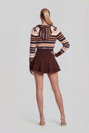 Mallory Striped Knit Zip Hooded Sweater