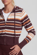 Mallory Striped Knit Zip Hooded Sweater