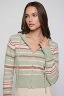 Mallory Striped Knit Zip Hooded Sweater