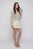 Mallory Striped Knit Zip Hooded Sweater