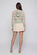Mallory Striped Knit Zip Hooded Sweater