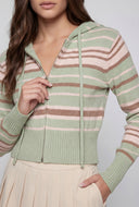Mallory Striped Knit Zip Hooded Sweater