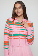 Mallory Striped Knit Zip Hooded Sweater
