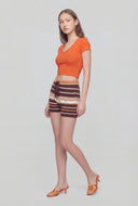 Mallory High-Waist Striped Knit Shorts
