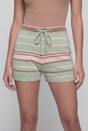 Mallory High-Waist Striped Knit Shorts