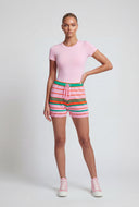 Mallory High-Waist Striped Knit Shorts