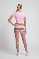 Mallory High-Waist Striped Knit Shorts