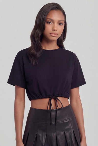 Short Sleeve Drawstring Crop Top