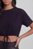 Short Sleeve Drawstring Crop Top