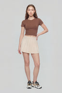 High Waist Knit Pleated Mini Skirt