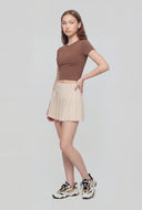 High Waist Knit Pleated Mini Skirt