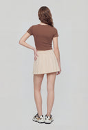 High Waist Knit Pleated Mini Skirt