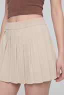 High Waist Knit Pleated Mini Skirt