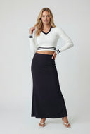 Contrast Trim Stripe Detail Crop Top