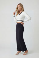 Contrast Trim Stripe Detail Crop Top