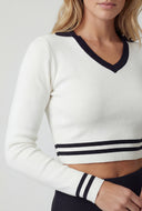 Contrast Trim Stripe Detail Crop Top