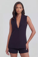 Itzel Crepe Collared Blazer Vest