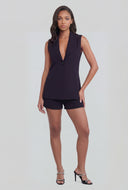 Itzel Crepe Collared Blazer Vest
