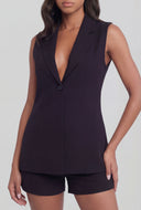 Itzel Crepe Collared Blazer Vest