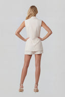 Itzel Crepe Collared Blazer Vest
