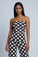 Margaret Polka Dot Ruched Tube Top