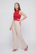 Laylani Pleated Wide-Leg Dress Pants