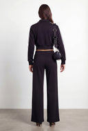 Kiana Crepe Knit Contrast Trim Crop Jacket