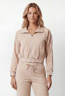 Kiana Crepe Knit Contrast Trim Crop Jacket