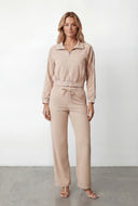 Kiana Crepe Knit Contrast Trim Crop Jacket