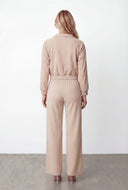 Kiana Crepe Knit Contrast Trim Crop Jacket