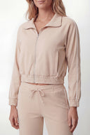Kiana Crepe Knit Contrast Trim Crop Jacket