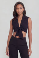Tie Front Crepe Crop Top