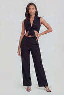 Tie Front Crepe Crop Top