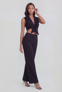 Tie Front Crepe Crop Top