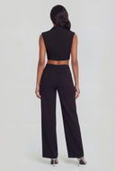 Tie Front Crepe Crop Top