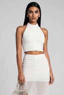 Danielle Ruched Crop Halter Top