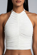 Danielle Ruched Crop Halter Top