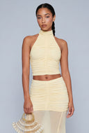 Danielle Ruched Crop Halter Top