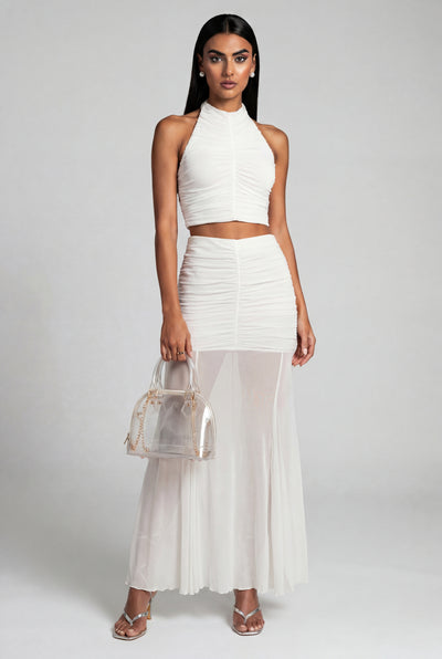 Danielle Ruched Double Layer Maxi Skirt